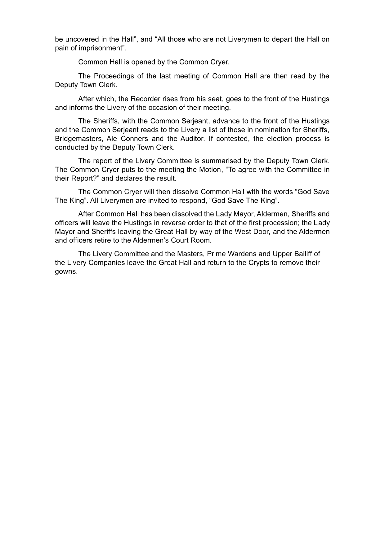Common Hall ceremonial, page 3 of 5: proceedings continued